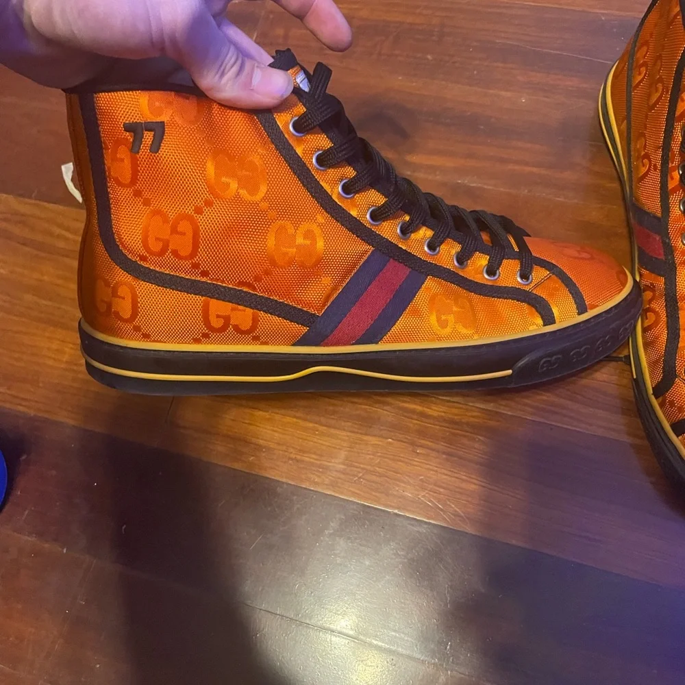 Orange high top Gucci Off The Grid Tennis 1997 collection - Picture 2 of 7